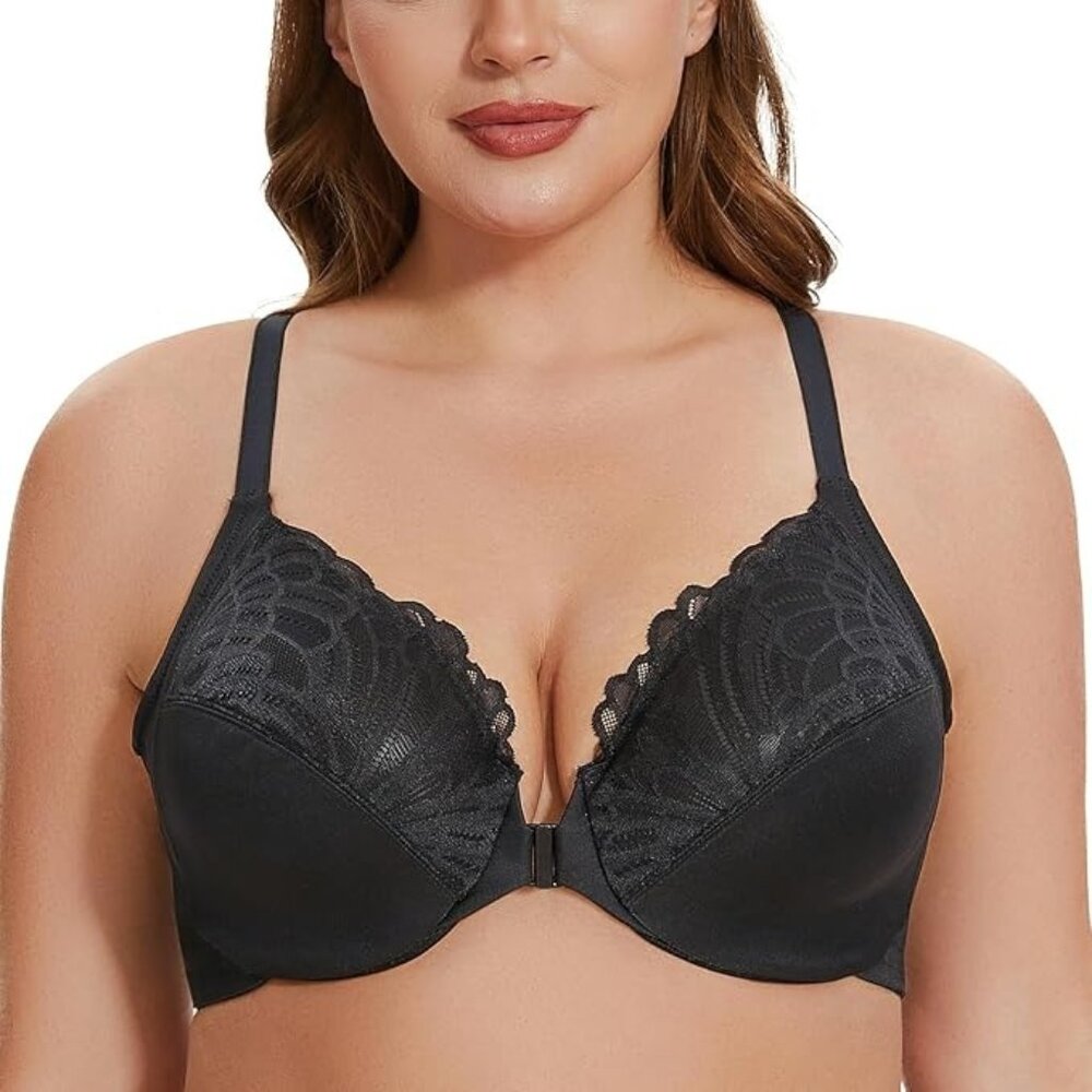 MELENECA Women's Racerback Front Closure Full Coverage Underwire Bra, size 36G